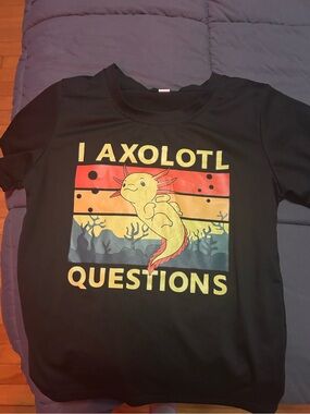 Kids Black 'I Axolotl Questions' Graphic Tee - Playful Axolotl Design